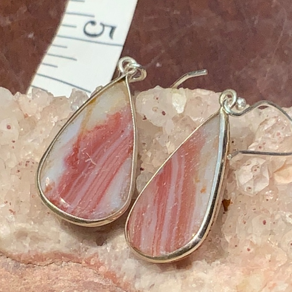 NATURAL IMPERIAL DEDISE JASPER 925 STERLING SILVER EARRINGS - Picture 4 of 5